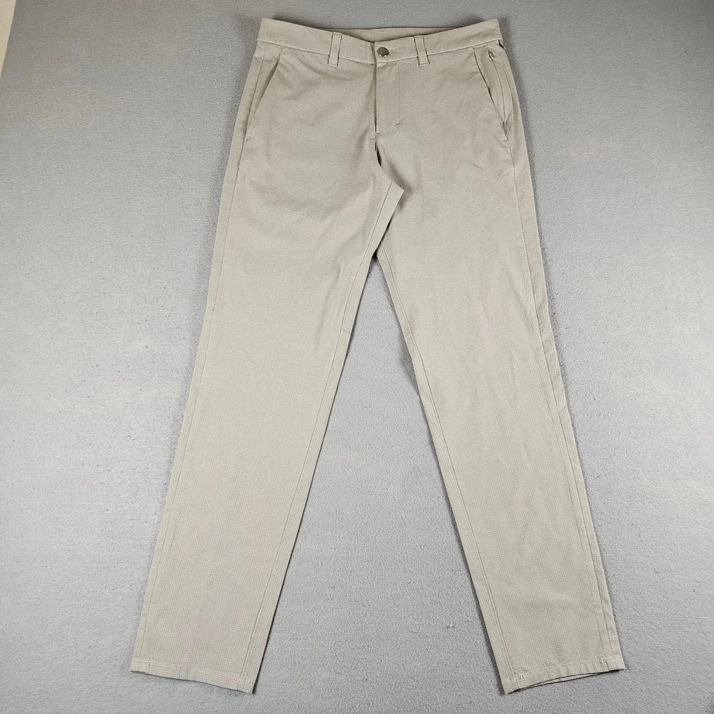 Lululemon Commission Slim Fit Pants Mens 31xx30 Beige Ventlight Chino Stretch